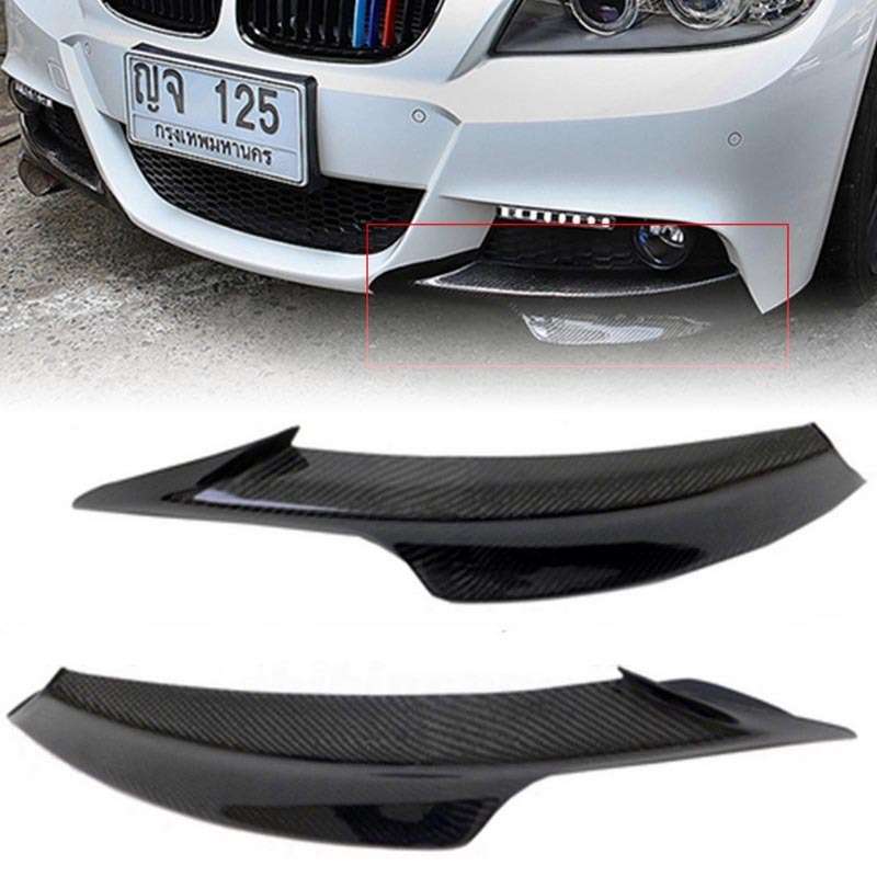 JXLCLYL 2個 BMW E90 E91 328i 325i LCI M-Tech用 カーボンファイバー フロントバンパー スプリッター スポイラー