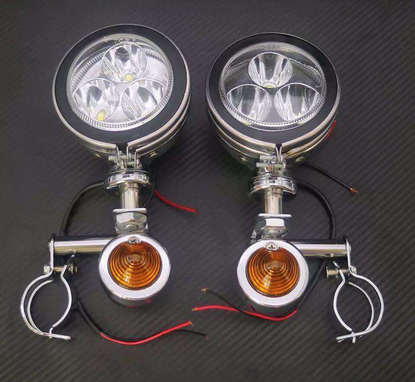 LED フォグ ドライビングライト スポットライト 33～43mmフォーク ハーレー アメリカン ツーリング チョッパー カワ?