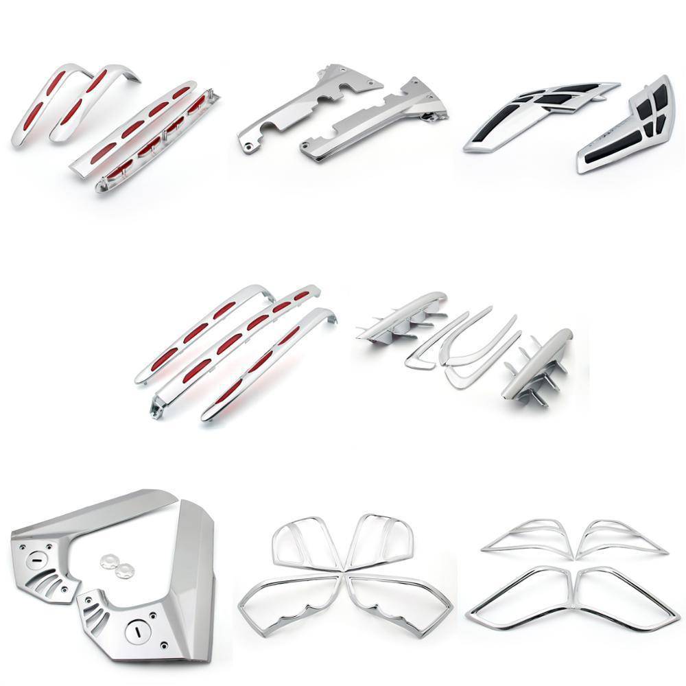 ARTUDATECH クロームフェアリングプレミアサメ鰓 LED ライトトランク成形品ホンダ GL1800 GL 1800 2001-2011 オートバイアクセサリー