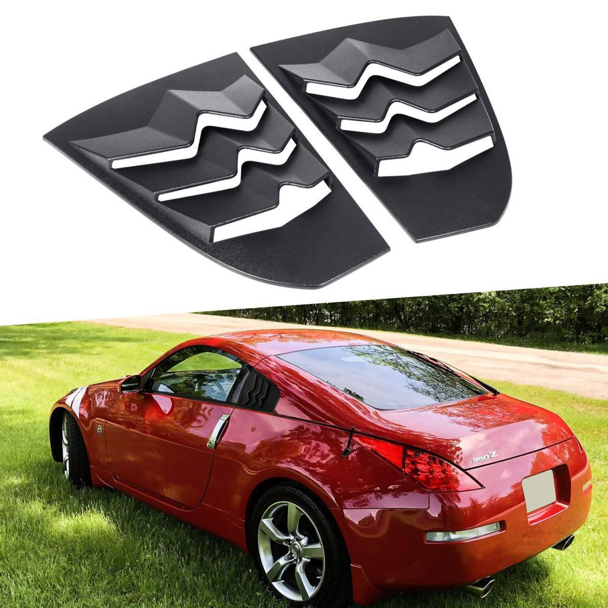 CHUANGQIAN 黒 ABS 四半期サイドウィンドウルーバー窓バイザー太陽シェードカバー日産 350Z 用 2003 2004 2005 2006 2007 2008