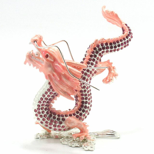 龍の置物 風水 ピンク龍 置物 最大長さ約１３ｃｍ 桃色龍の置物 五爪龍 皇帝龍 竜 辰 ドラゴン キラキラのラインストーン インテリア オブジェ アイテム グッズ