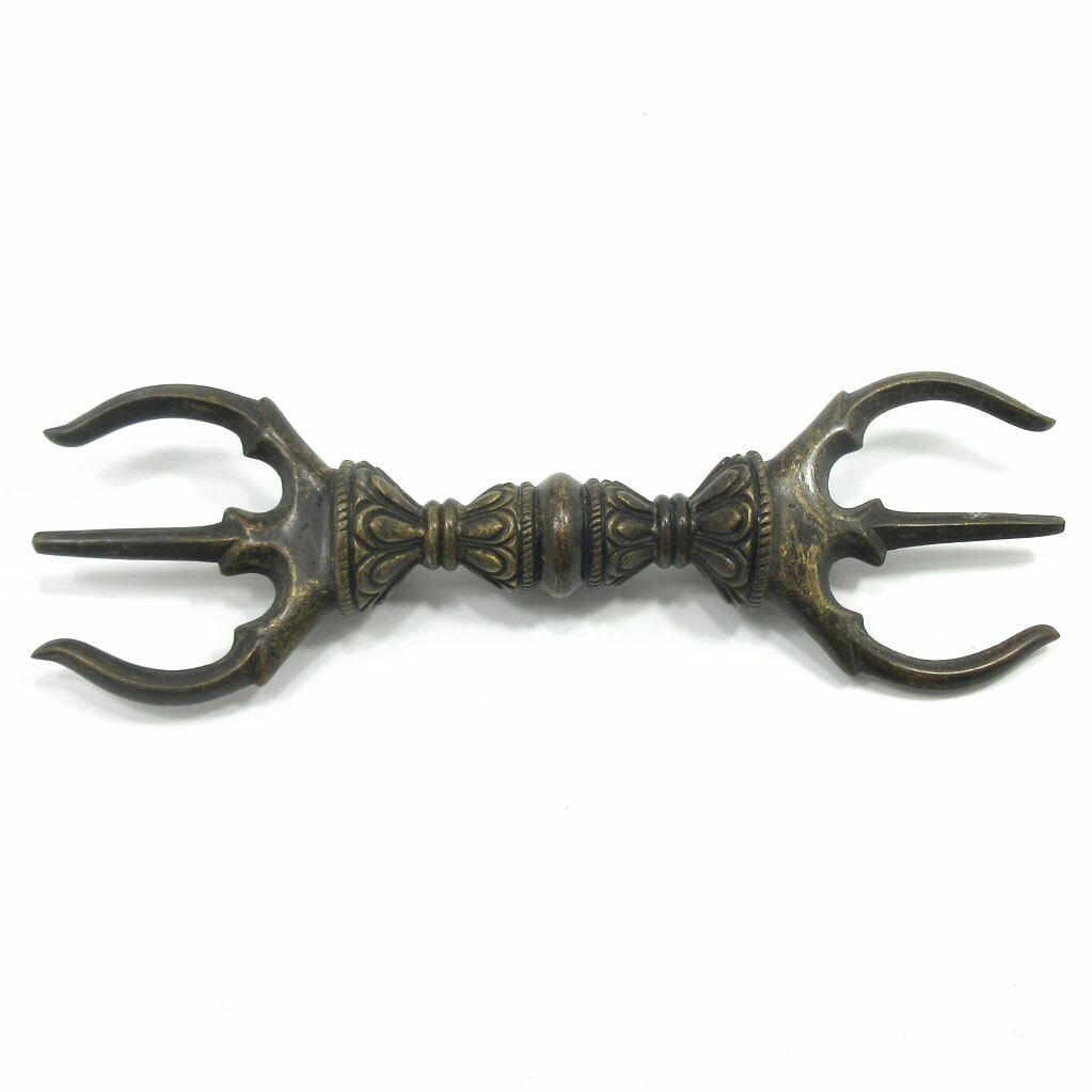 チベット密教法器 弘法大師 三鈷杵 愛心杵 金剛杵 真鍮製 vajra 23cm チベット仏教法器 人形杵 五鈷杵 金剛杵 密教法具 真鍮製 vajra