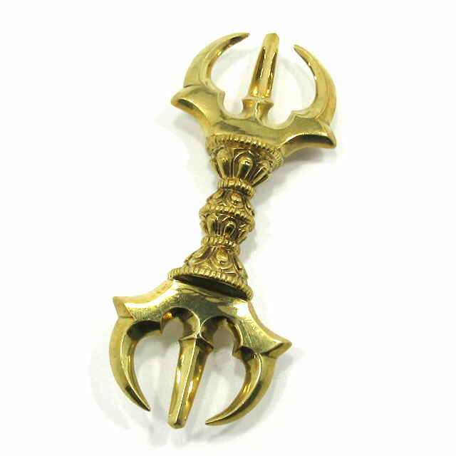 金剛杵 三鈷杵 ドルジェ バジュラ 長さ約１２．５ｃｍ 金管楽器 ヴァジュラ 西蔵 密教 法具 仏教 仏具 お寺さま 空海 弘法大師