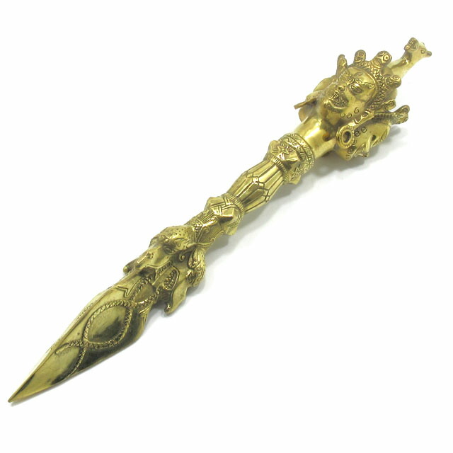 チベット仏教法器 プーバ金鋼撅 金剛杵 真鍮製 密教法具 16cm batobulpabr34-6401.jpg