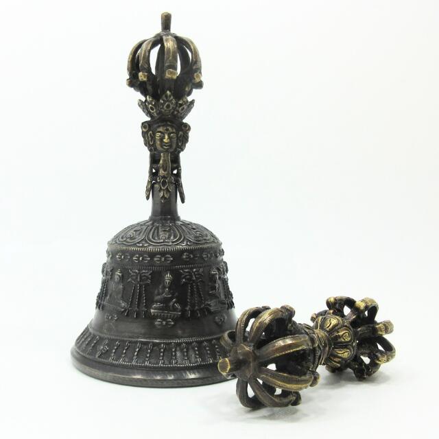 楽天市場】ガンター 金剛鈴 バジュラ 金剛杵 セット 八吉祥文様