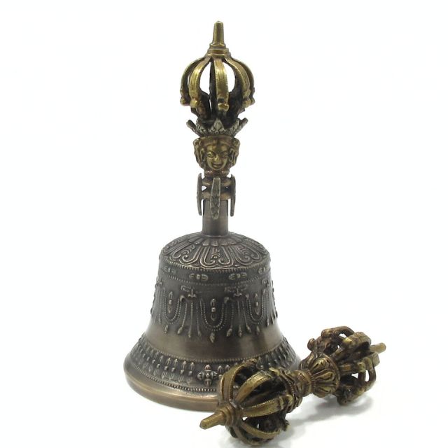 【修縁堂】チベット密教法器 宝珠鐘 チベタンベル 真鍮製 金剛鈴 仏教 25cm チベット密教法器 宝珠鐘 チベタンベル 真鍮製 金剛鈴 仏教美術