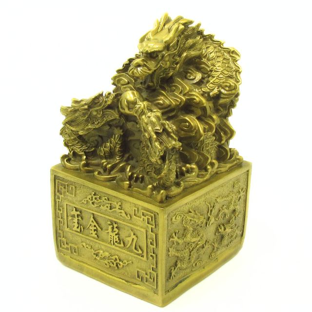 龍 置物 九龍の置物 風水 九龍 金庫 銅製 金印 大サイズ 高さ１７ｃｍ 竜 辰 十二支 干支 ドラゴン 開運 魔除け インテリア オブジェ アイテム グッズ