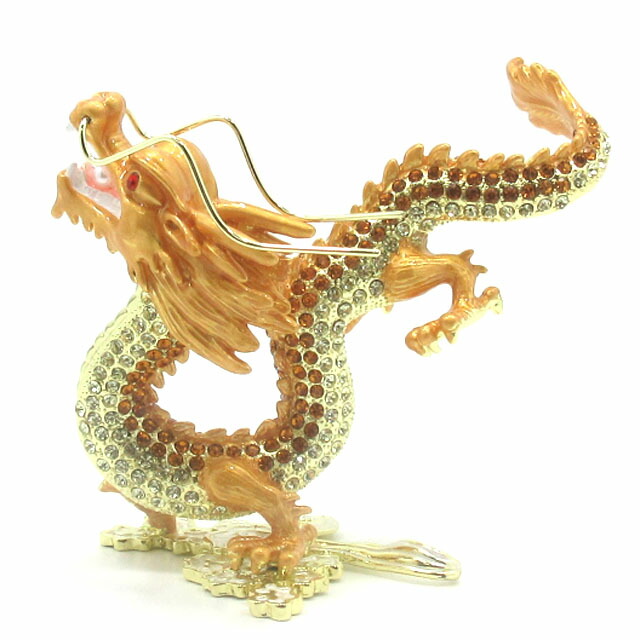 龍の置物 風水 金龍 黄龍  置物 最大長さ約１３ｃｍ 金龍の置物 五爪龍 皇帝龍 竜 辰 ドラゴン キラキラのラインストーン インテリア オブジェ アイテム グッズ