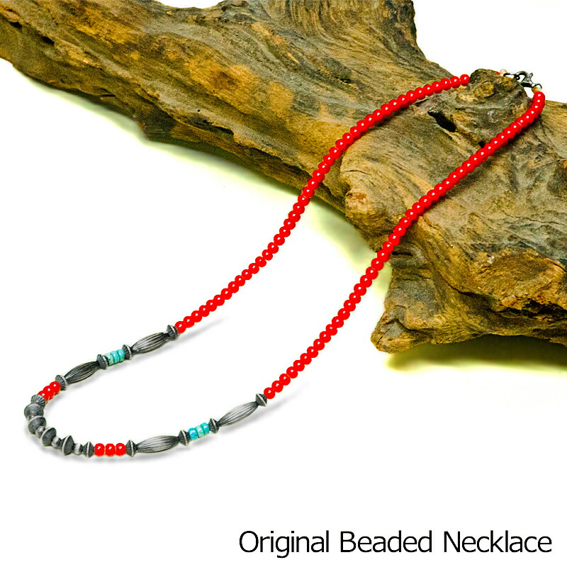 アクセサリー オリジナルビーズネックレス / silver925 シルバー シルバービーズ ホワイトハート beads メンズ レディース 男女兼用 オシャレ かっこいい ハンドメイド 手作り パーツ カスタム ビーズワーク インディアンジュエリー風 アメカジ プレゼント