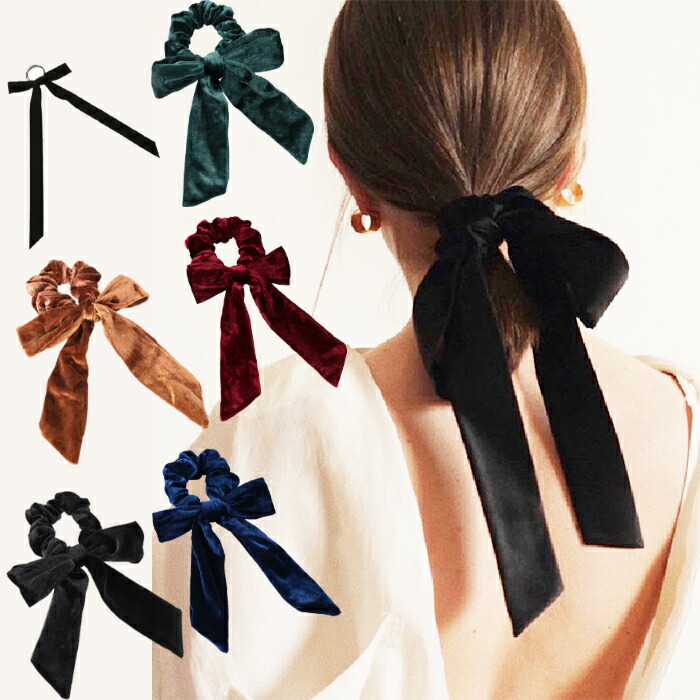 楽天市場】ヘアゴム ヘアリボン リボン 大人っぽい ベロア かわいい 黒