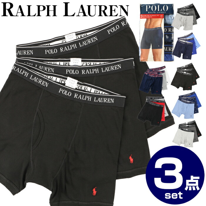 楽天市場 ラルフローレン ボクサーパンツ 3枚 Polo Ralph Lauren 3 Boxer Briefs パンツ メンズ ポロラルフローレン 3枚セット ローライズ 前開き 黒 ブラック 紺 ネイビー 3枚組 Beautyholic