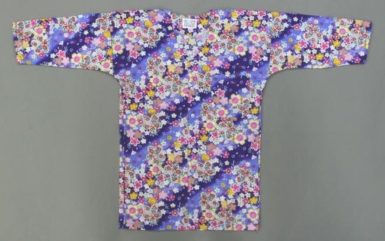 鯉口シャツ 大人用【花柄 青系】［こいくち シャツ 納得価格 通販 祭り お祭り用品 祭り衣装 衣装 作業着 ユニフォーム 居酒屋 飲食店 男性 女性］