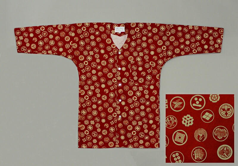 鯉口シャツ 大人用【武将家紋づくし/エンジ系】［こいくち シャツ 納得価格 通販 祭り お祭り用品 祭り衣装 衣装 作業着 ユニフォーム 居酒屋 飲食店 男性 女性］