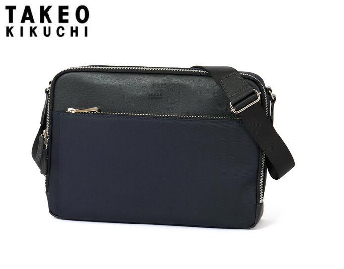 TAKEO KIKUCHIタケオキクチ定価2,4万 ショルダーバッグ本革 斜め掛け撥水加工 ネイビーご注文頂いた即日発送翌日お届け|4leaf-clover