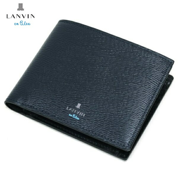 LANVIN en Bleu ランバンオンブルー 牛革 ２つ折り財布 BOX型小銭入れ ネイビー ご注文頂いた即日発送 翌日お届け