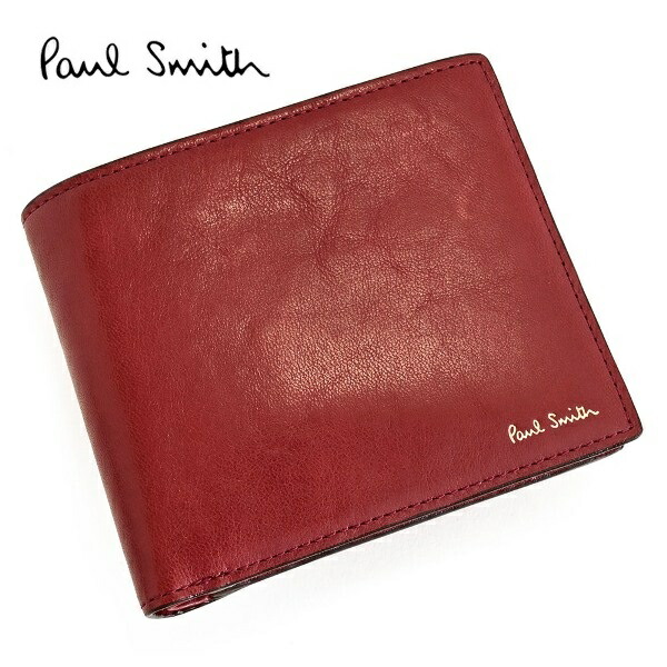 極点スミス Paul smith牛皮 2つ折り紙入れ一般受けひな型赤いことご申しつける頂いた即日送りとどけるまたの日お届け