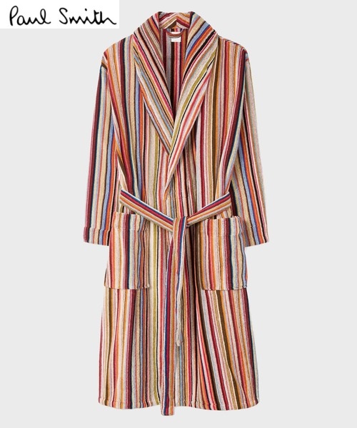 通貨価値3,8万 Paul smithポールスミスストライプ御前上等ガウンマルチストライプ柄Ｍ大きさご申し付ける頂いた即日送りとどけるまたの日お届け