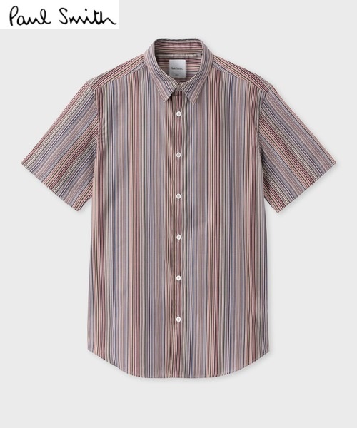 日本製 定価2,4万 Paul smith ポールスミス 半袖 シャツ マルチストライプ Ｌサイズ ご注文頂いた即日発送 翌日お届け
