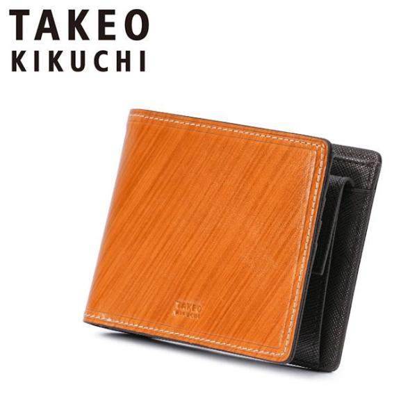 TAKEO KIKUCHIタケオキクチ牛革 ２つ折り財布多収納デザインキャメルご注文頂いた即日発送翌日お届け