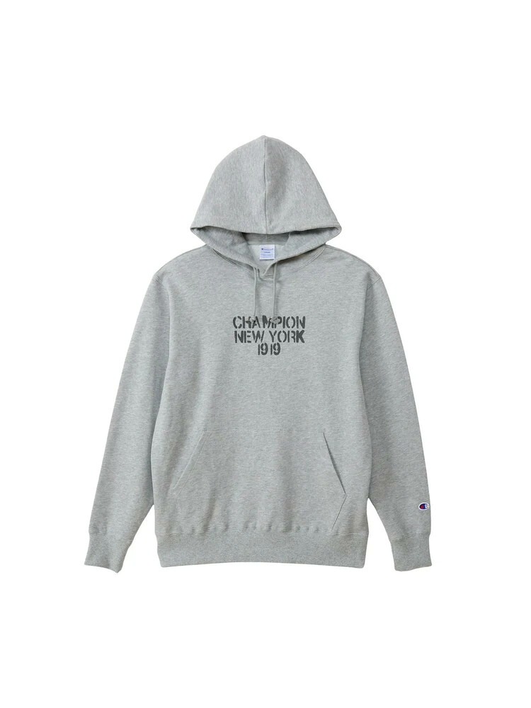 メンズカジュアルインナー とり捨てる長袖パーカー Champion ステンシルプリントスウェット M.薄墨色 3L 4L 5L 綿 ポリエステル 秋 馬鹿でかい大きさの店 フォーエル