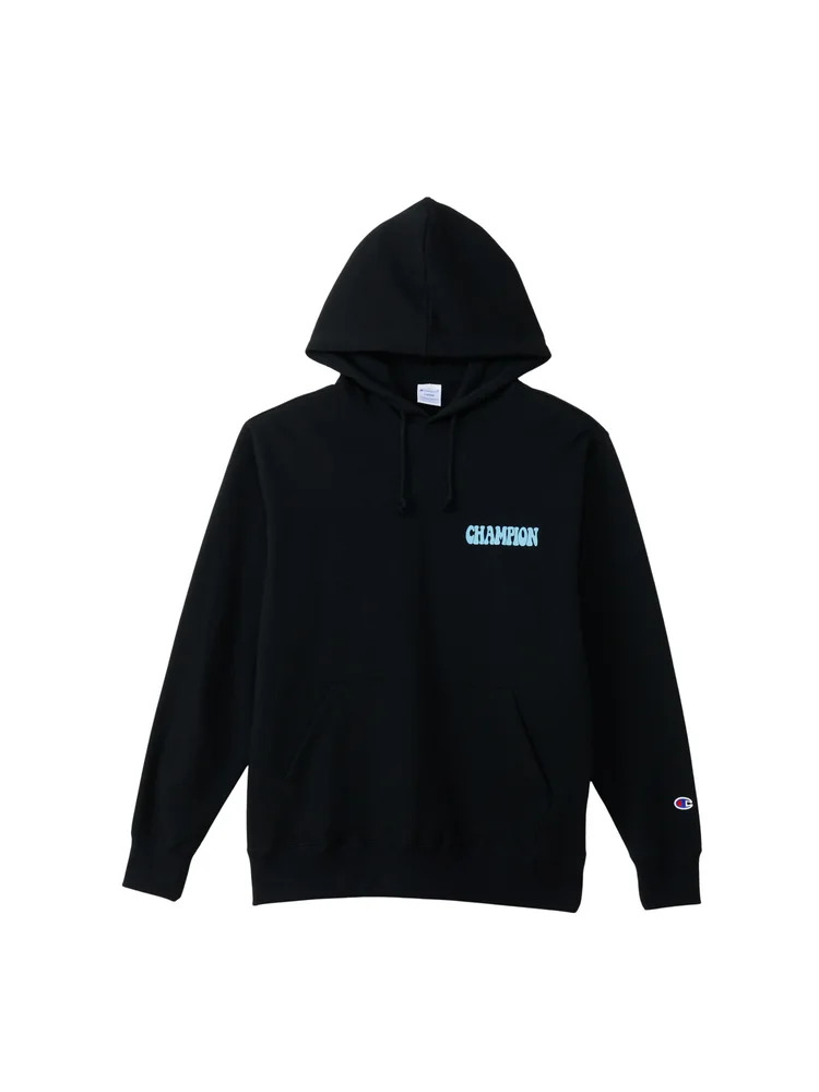メンズカジュアルインナー とり捨てる長袖パーカー Champion バックプリントスウェット 黒いこと 3L 4L 5L 綿 ポリエステル 秋 馬鹿でかい大きさの店 フォーエル
