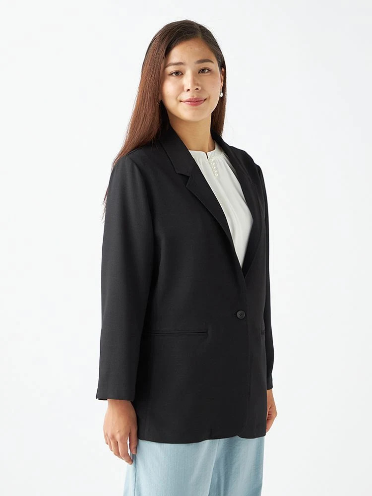 気が大きい大きさ レディース上衣 余分の物 SalaSweet 麻調超軽さ防シワJK 黒いこと LL 3L 4L 5L 6L ポリエステル 夏 気が大きい大きさの店 フォーエル
