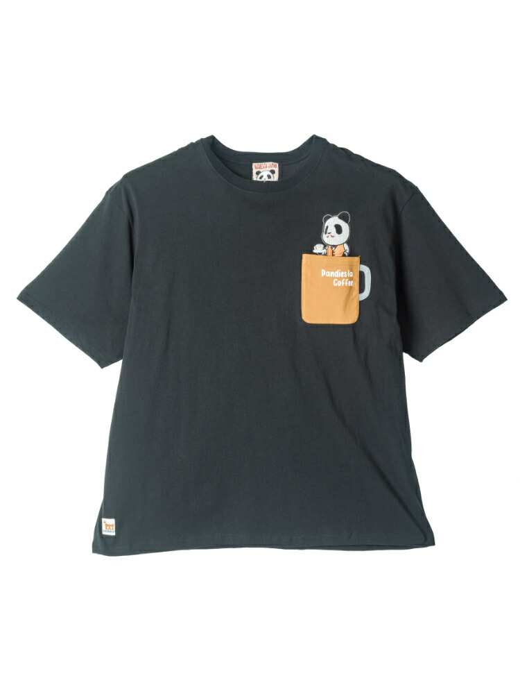 メンズカジュアルインナー カット長袖クルーネッ PANDIESTA JAPAN　喫茶パンディエスタTシャツ ブラック LL 3L 4L 5L 綿 夏｜大きいサイズの店　フォーエル