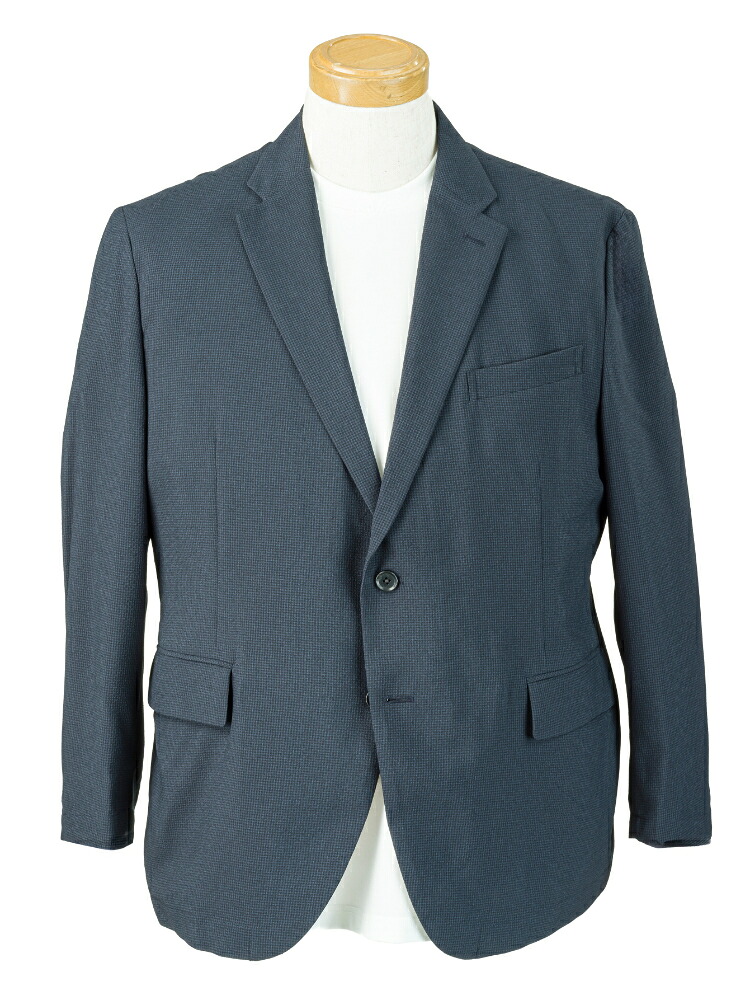 メンズジャケット ２釦 URBAN WORKS EL.FO P100 ｻｯｶｰ ｽﾄﾚｯﾁ 小柄 2B【ｳｫｯｼｬﾌﾞﾙ】 ネイビー 3L 4L 5L 6L ポリエステル 春夏｜大きいサイズの店　フォーエル
