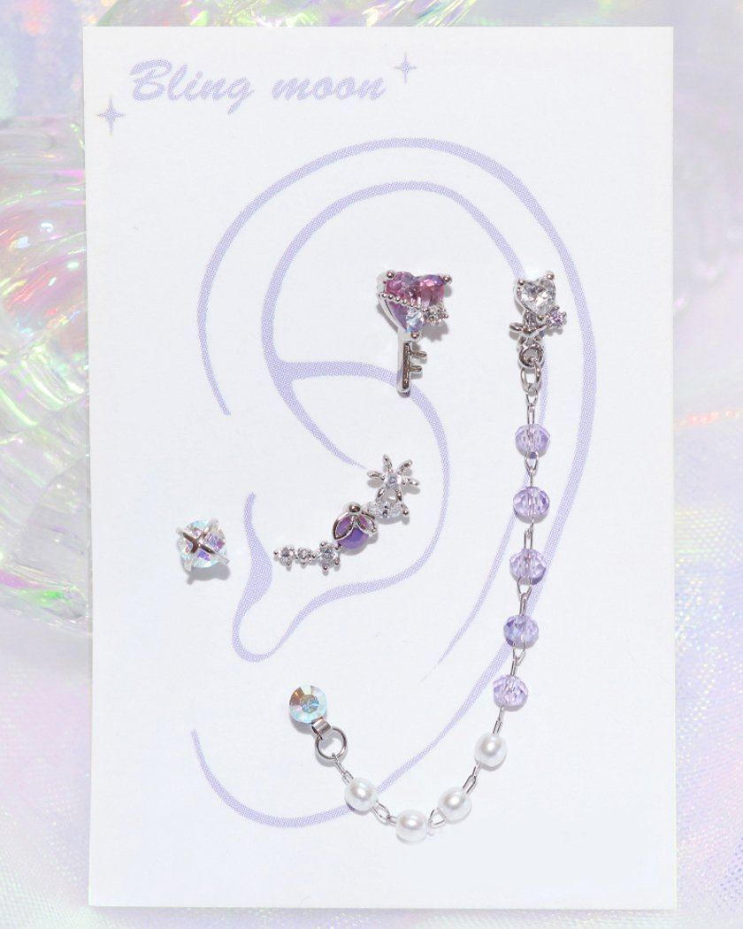 [Styling] Lovely purple ボディピアス キャッチ ボディピアス キャッチ ピアッシング 軟骨ピアス 16G 軟骨ピアス (4 set)