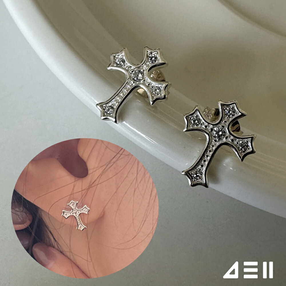 [925 Silver]ゴシック クロス 十字架 ピアス クールに映える、925シルバーの十字架