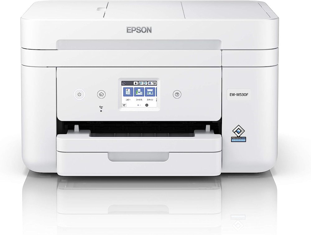 【中古】エプソン プリンター A4インクジェット複合機 EW-M530F カラリオ ADF搭載 Wi-Fi 有線LAN 自動両面 FAX 4色 独立型 前面給紙