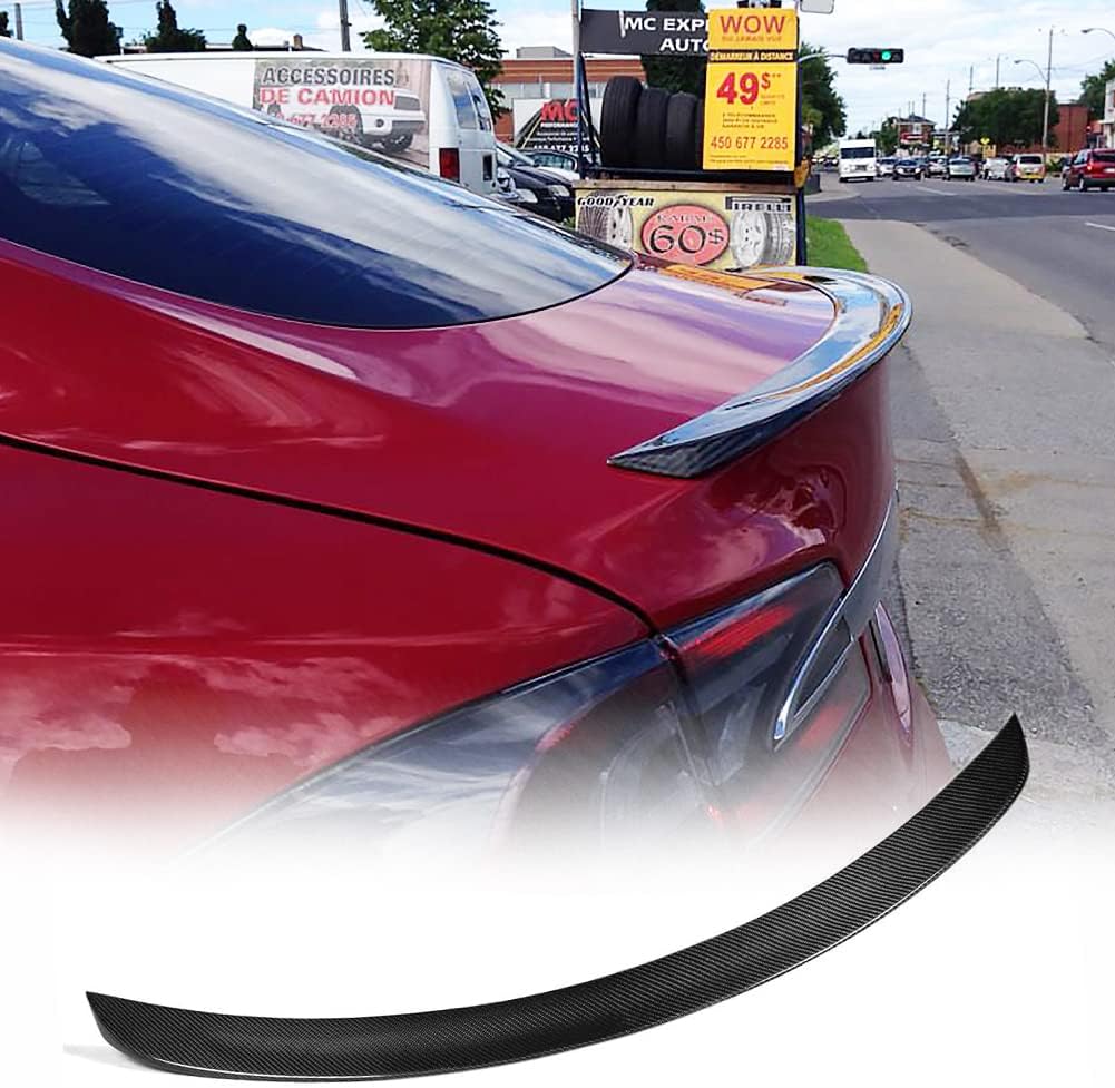 テスラ モデルS用 カーボン トランクスポイラー リアスポイラー カーボンスポイラー リアウイング 綾織 整流効果 Tesla Model S ツヤあり仕様 リアル カーボン製 2012 ~2021
