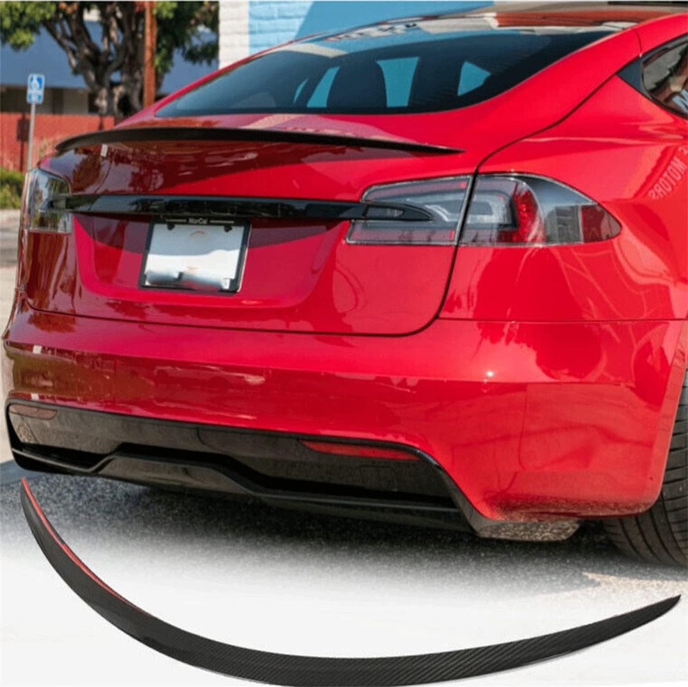 TESLA テスラ モデルS用 カーボン トランクスポイラー リアスポイラー リアウイング カーボンスポイラー チンスポイラー 綾織カーボン Tesla Model S