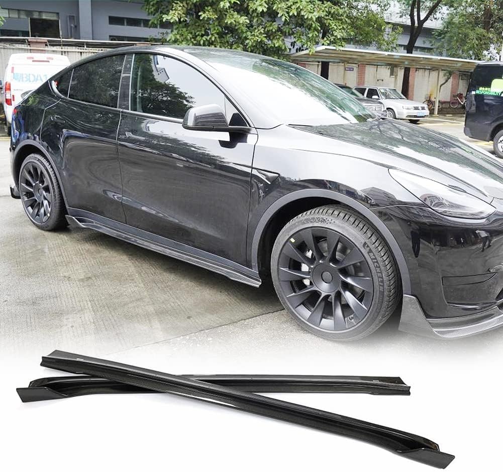 テスラ モデルY 専用パーツ カーボン サイドスカート 左右セット サイドスポイラー サイドステップ サイドシル 綾織カーボン Tesla Model s 車エアロパーツ カスタムパーツ リアル 炭素繊維 Tesla Model Y 2021-2022に対応