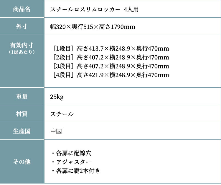 8320円 アイテム勢ぞろい パーソナルロッカー 個人ロッカー 4人用 1列 4段 オフィス フリーアドレス 鍵付き モバイル ノートパソコン  ノートPC 幅32cm