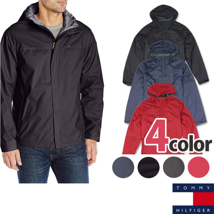 TOMMY HILFIGER トミーヒルフィガー メンズ ナイロン上衣 黒いこと 赤いこと 米国海軍 撥水産業 t451