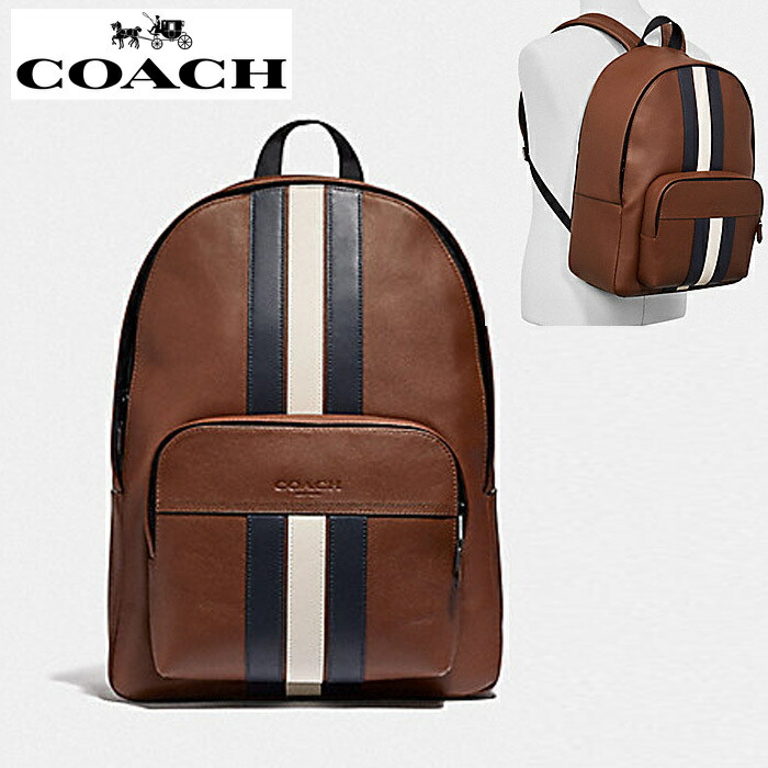 楽天市場 コーチ リュック アウトレット メンズ レザー バックパック Coach Houston Backpack With Varsity Stripe ブラウン Co58 5445楽天市場店