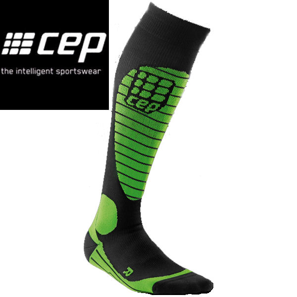 【CEP】シーイーピー 薄くて暖かい遠赤外線素材  Ski Race Socks レディース  メンズ  スキー スノーボード スポーツ  サーモソックス 靴下 薄手タイプ  スキー スノーボード  black green サイズII〜IV
