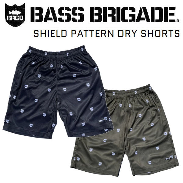 【BASS BRIGADE】バスブリゲード SHIELD PATTERN DRY SHORTS メンズ 半ズボン ショーツ ドライ ハーフパンツ ボトムス アウトドア フィッシング キャンプ 釣り ブラックバス M/L/XL 2カラー【正規品】