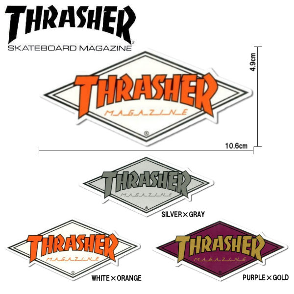 楽天市場 Thrasher スラッシャー Diamond Logo Sticker ステッカー スケートボード スケボー シール 10 6cm 4 9cm 3カラー あす楽対応 Surf Snow ５４ｔｉｄｅ