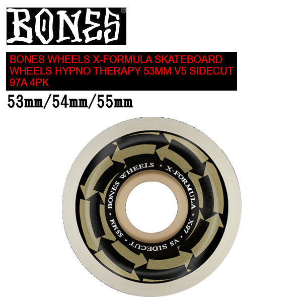 【BONES BEARINGS】ボーンズベアリング BONES WHEELS X-FORMULA HYPNO THERAPY SKATEBOARD WHEELS 97A V5 4PK 滑るゲーム盤 ウィール 52/53/54