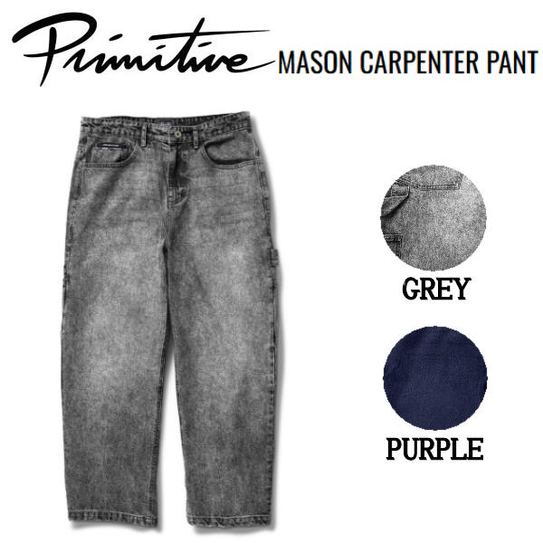 【Primitive】プリミティブ MASON CARPENTER PANT メンズ カーペンターパンツ 長ズボン デニム ジーンズ ボトムス スケートボード ストリート アウトドア キャンプ カジュアル 30/32 2カラー【正規品】
