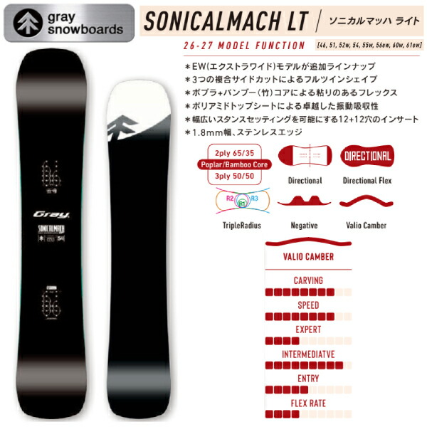 楽天市場】25-26 GRAY SONICALMACH LT 154cm 155Wcm グレイ