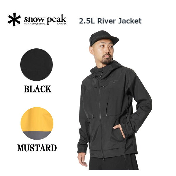 【SNOW PEAK】スノーピーク 2.5L River Jacket メンズ 上衣 アウター アウトドア 雨合羽 軽さ 多役立つこと 速乾 難民キャンプ 御釣り S/M/L/XL 2色合い【定まり品】