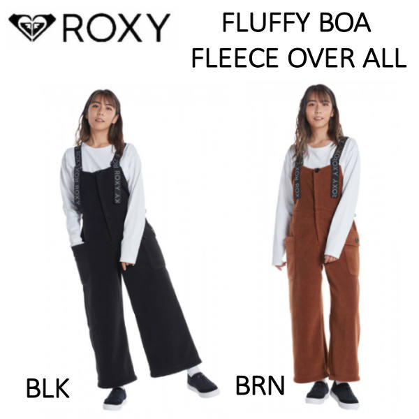 らロキシー　ROXY ビブパンツ　黒オーバーオール　M レディース ロキシー ROXY FLUFFY レディース フリース素材 オーバーオール