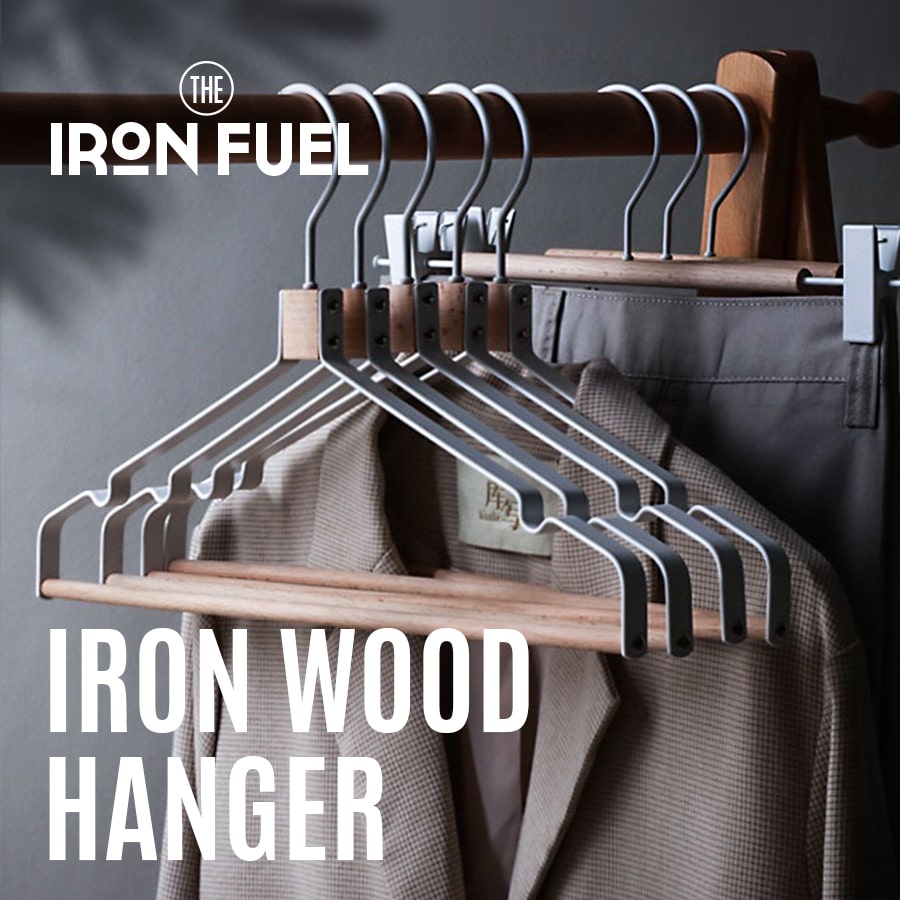 【5本セット】アイアンウッドハンガー｜IRON WOOD HANGER｜レトロ アメリカン ヴィンテージ インダストリアル 男前 ハンガー メンズ 服