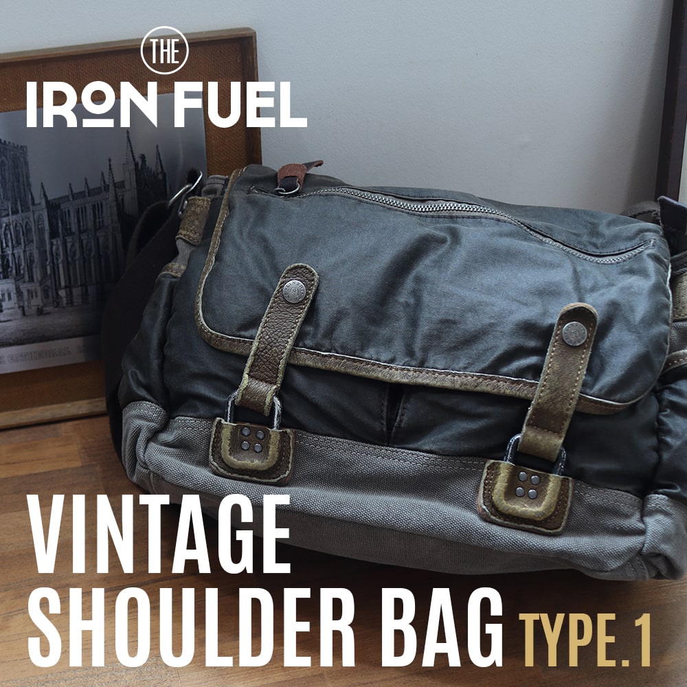 ヴィンテージ ショルダーバッグ タイプ1 |VINTAGE SHOULDER BAG TYPE.1|ショルダー メンズ カッコいい インダストリアル 男前 ヴィンテージ レトロ 帆布 猪革|619 APARTMENT