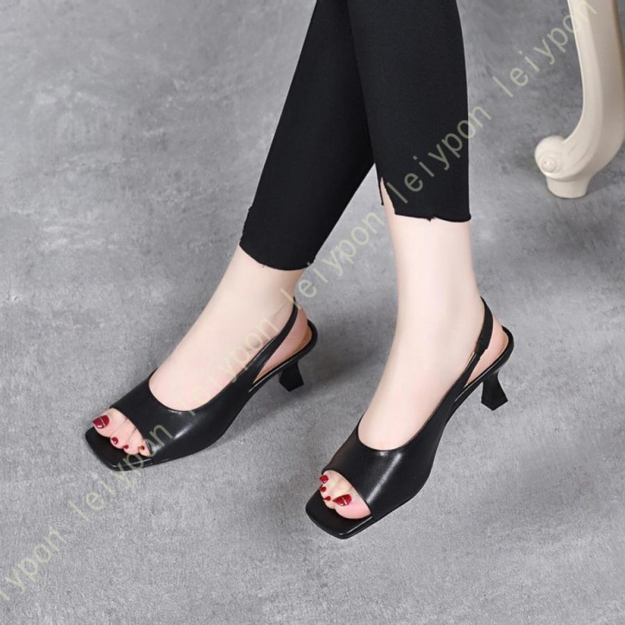 バックストラップ パンプス オープントゥ サンダル 5cmローヒール 走れるパンプス 歩きやすい サンダル 靴 美脚 ヒール 軽量 カジュアル|666-MART