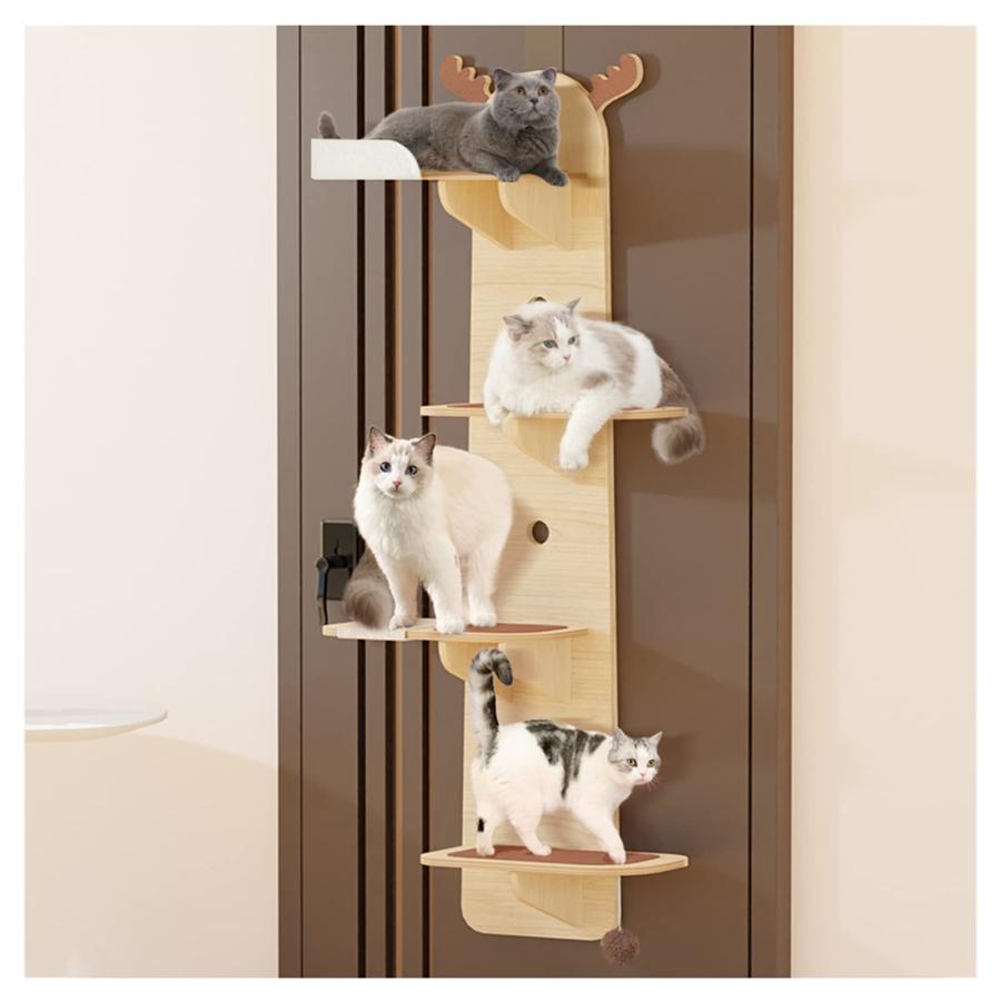 キャットクライマー ドアハンギングキャットタワー マルチレベルキャットコンド、キャットクライマーツリータワー、クラウドシェルフボ|666-MART