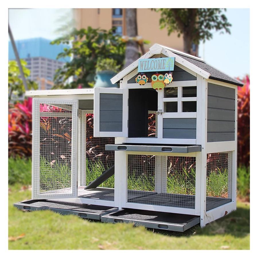 ウサギケージ うさぎケージ ウサギ小屋 うさぎ小屋 ラビットケージ 屋外ウサギケージ木製鶏小屋 屋外二層木製チキン小屋 木製小動物 ア|666-MART